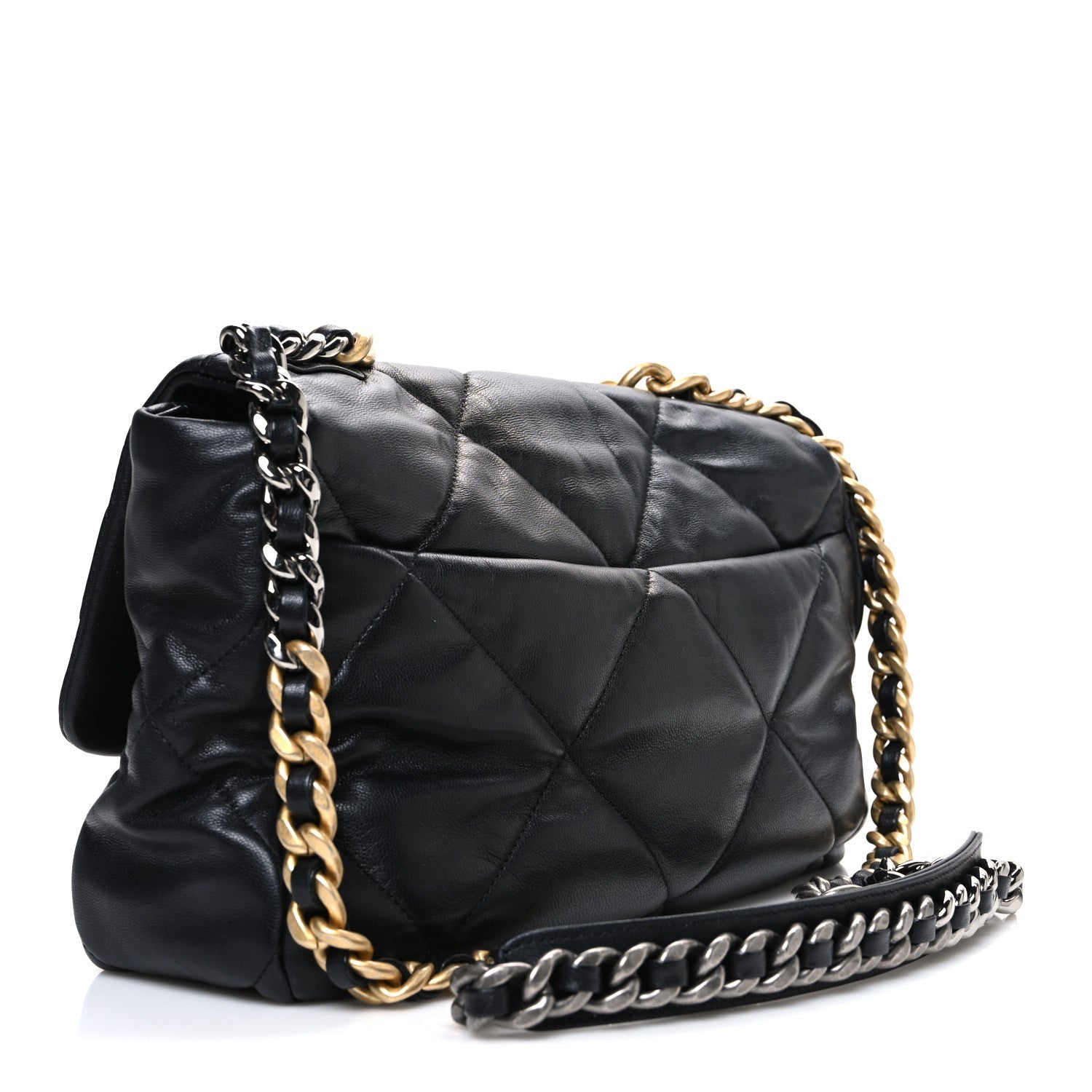 Chanel Goatskin Quilted Large Chanel 19 Flap Black