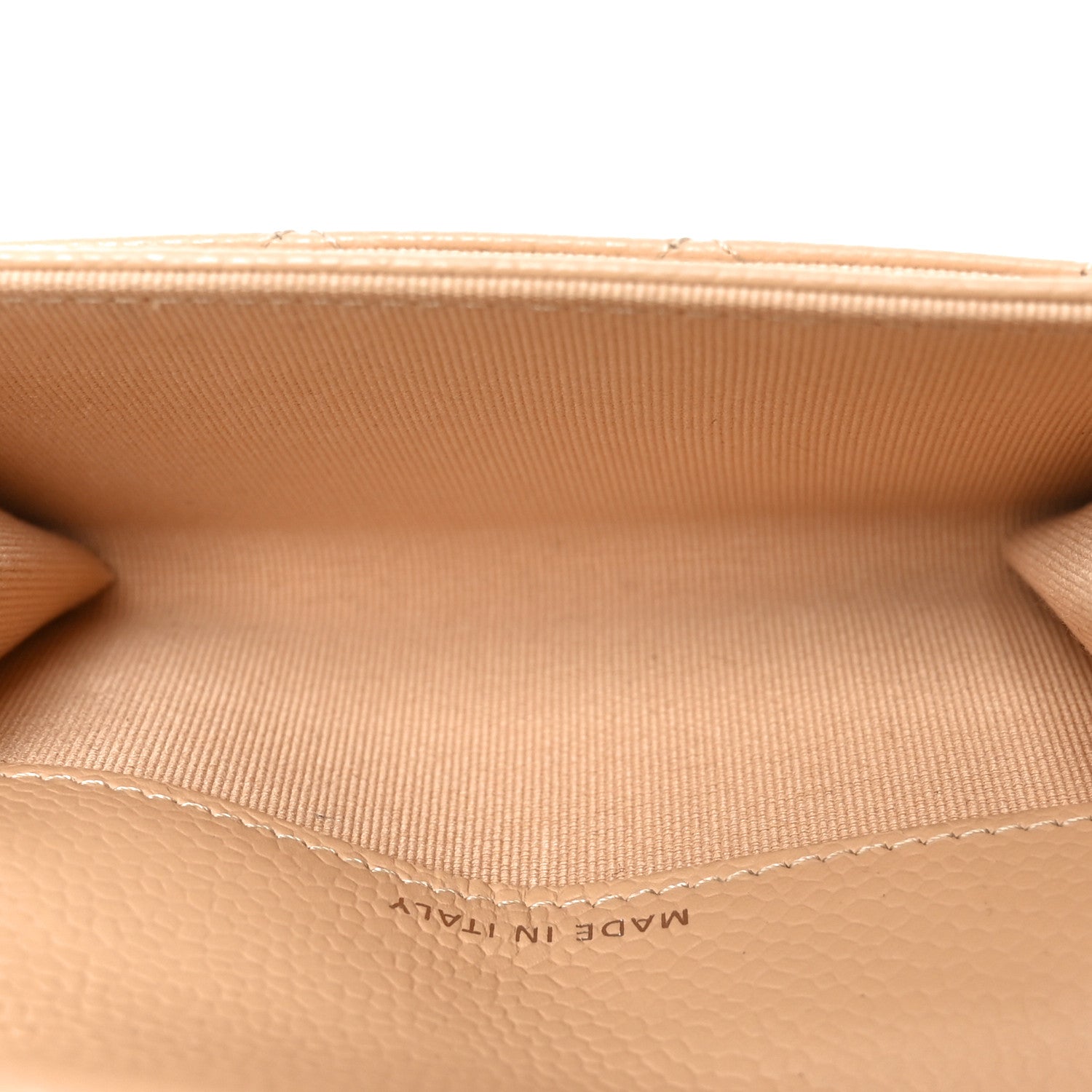 Caviar Quilted Flap Card Holder Wallet Beige