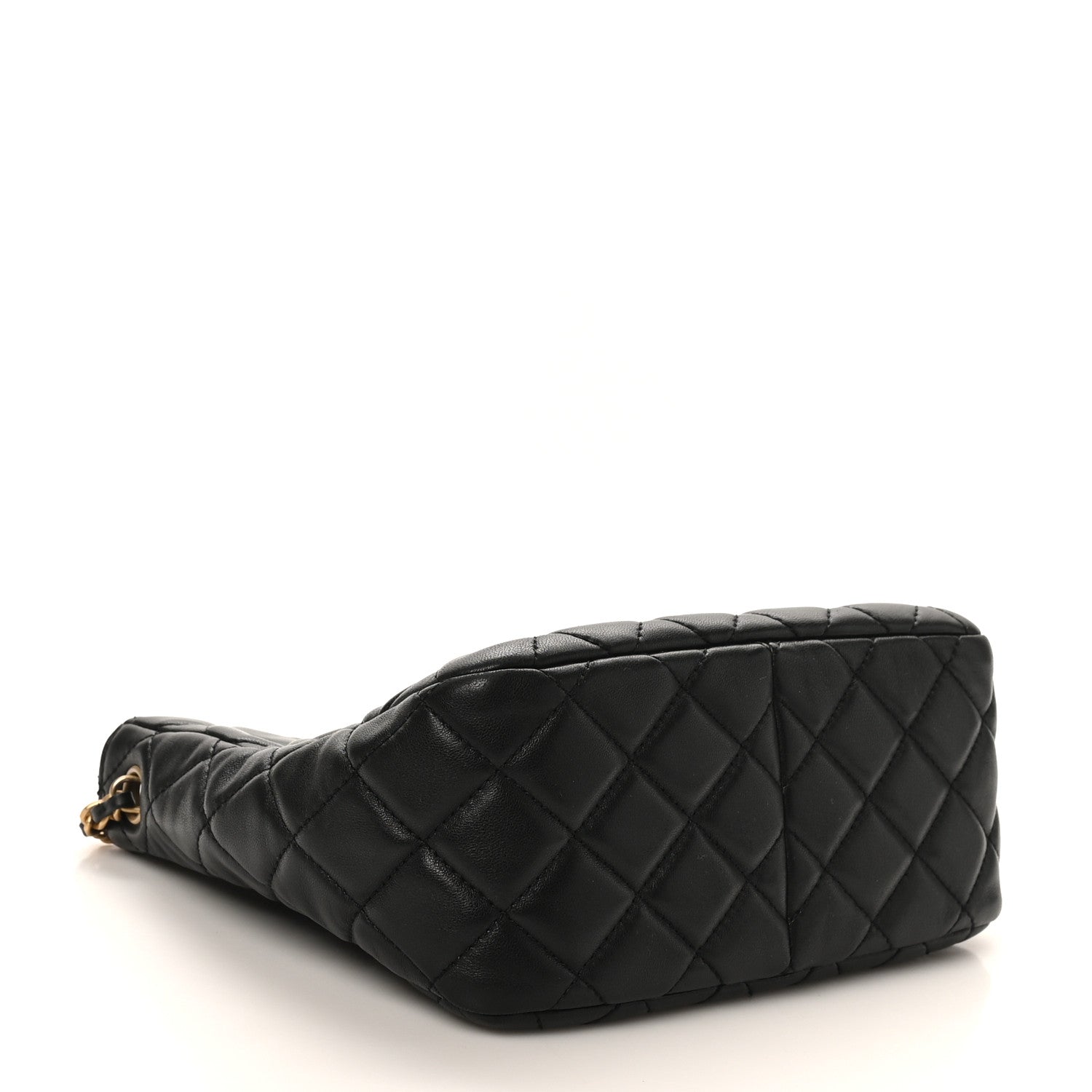 Chanel Lambskin Quilted Small Pearl Crush Hobo Black