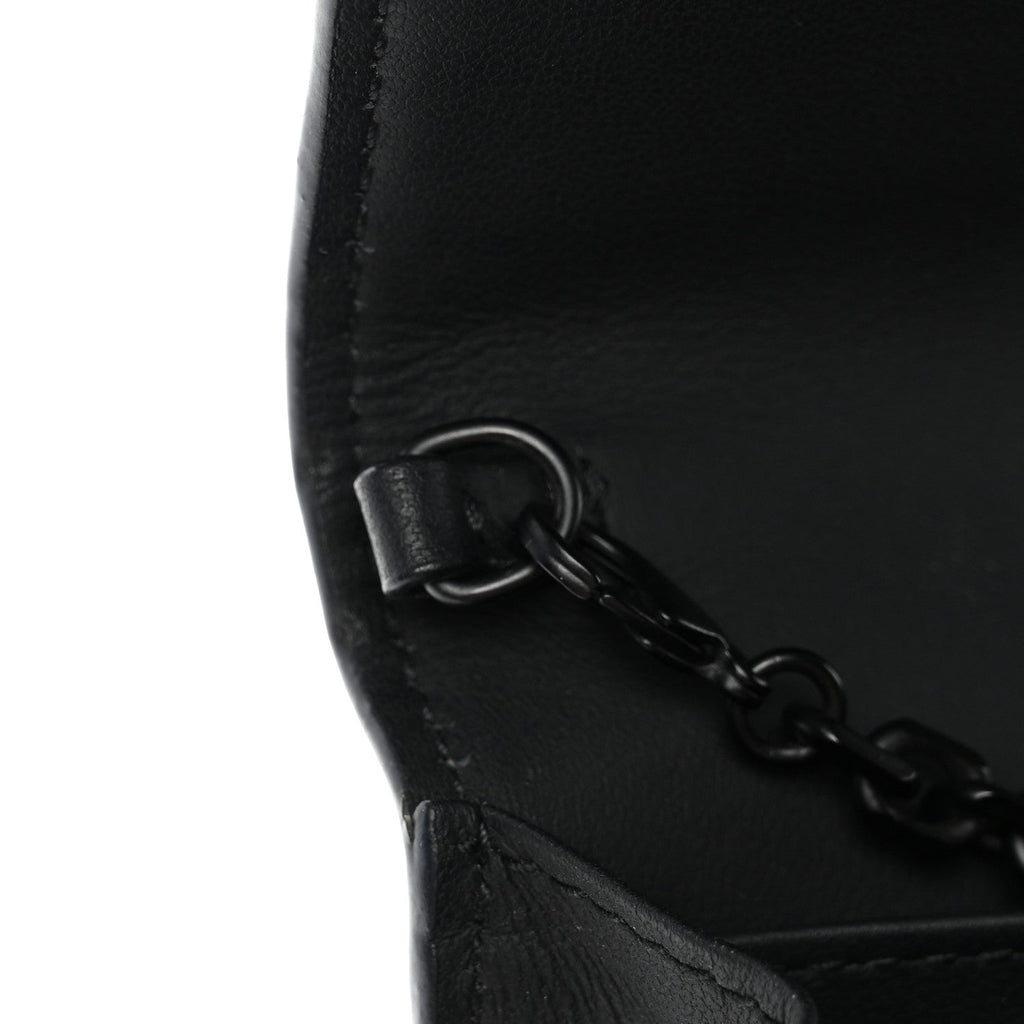 Christian Dior Ultra Matte Calfskin Saddle Chain Wallet Pouch Black