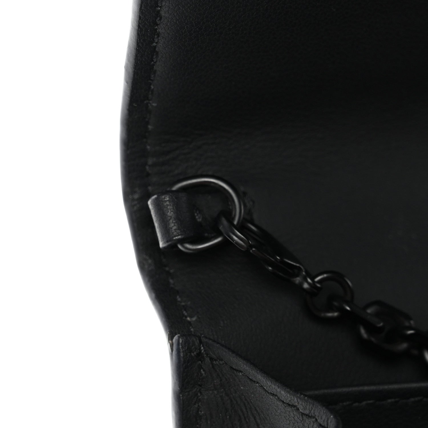 Christian Dior Ultra Matte Calfskin Saddle Chain Wallet Pouch Black