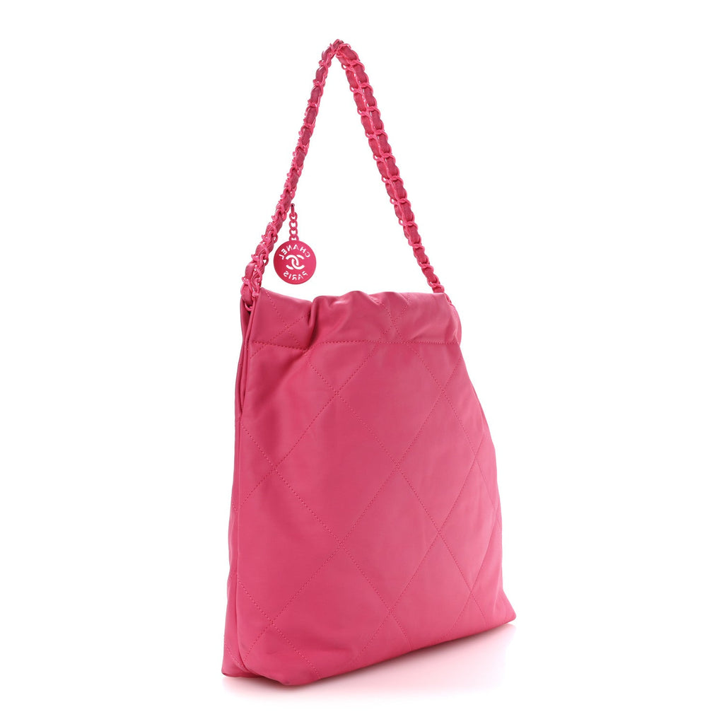 Chanel Matte Calfskin Quilted Monochrome Small Chanel 22 Fuchsia