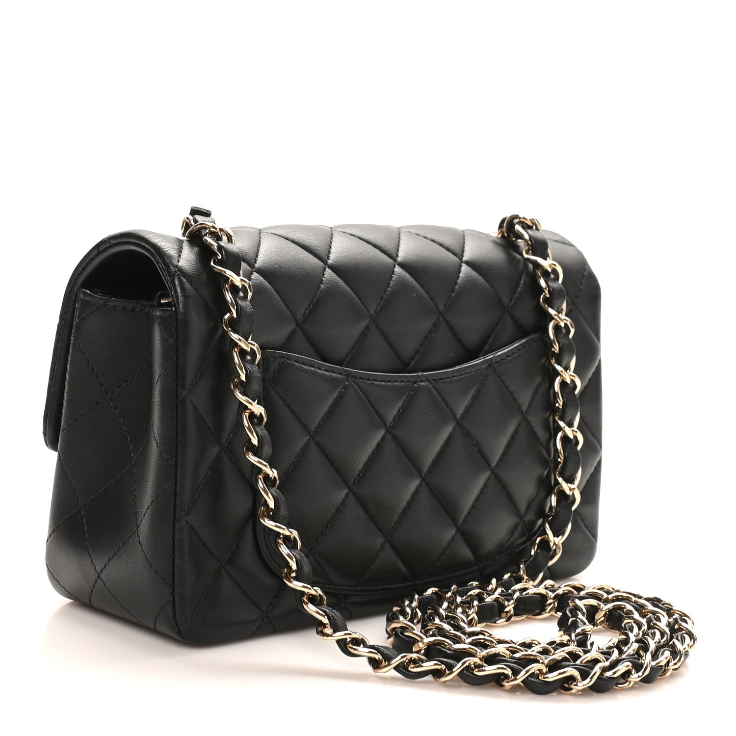 Chanel Lambskin Quilted Mini Rectangular Flap Black