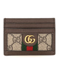 Gucci GG Supreme Monogram Textured Dollar Calfskin Ophidia Card Holder Beige Ebony New Acero
