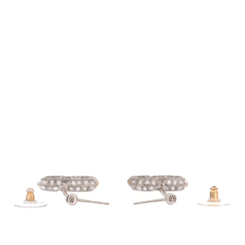 Baguette Crystal CC Drop Earrings Silver