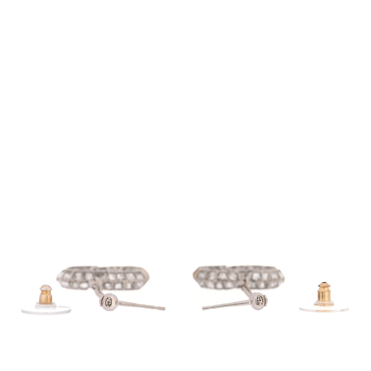 Baguette Crystal CC Drop Earrings Silver