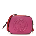 Gucci Dollar Calfskin Bi-Color Small Soho Disco Bag New Rosette Hibiscus Red