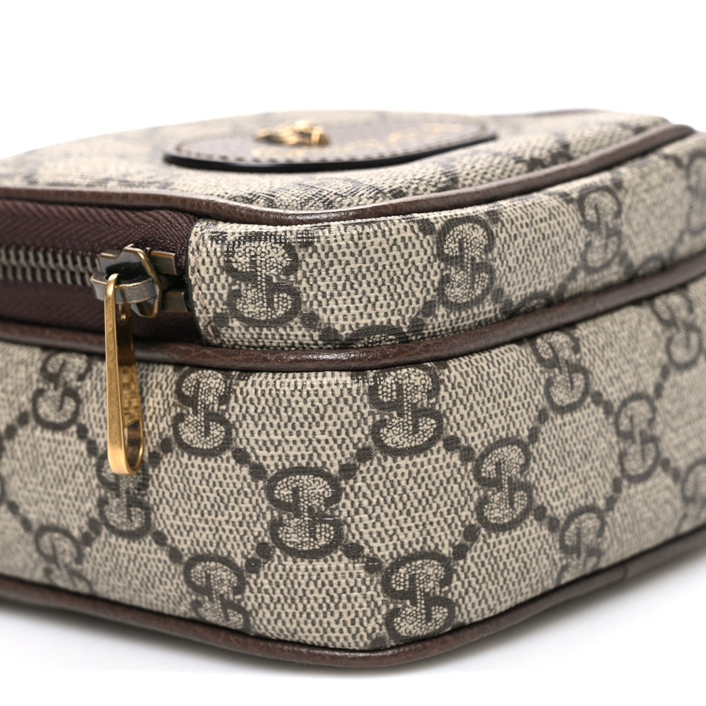 Gucci GG Supreme Monogram Mini Neo Vintage Double Zip Messenger Bag Beige New Acero Crop
