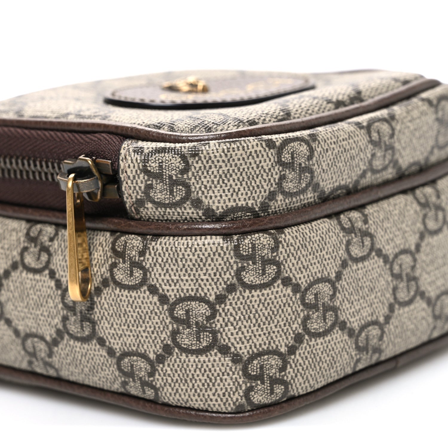 Gucci GG Supreme Monogram Mini Neo Vintage Double Zip Messenger Bag Beige New Acero Crop
