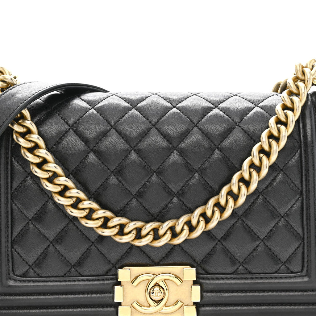 Chanel Lambskin Quilted Medium Boy Flap Black