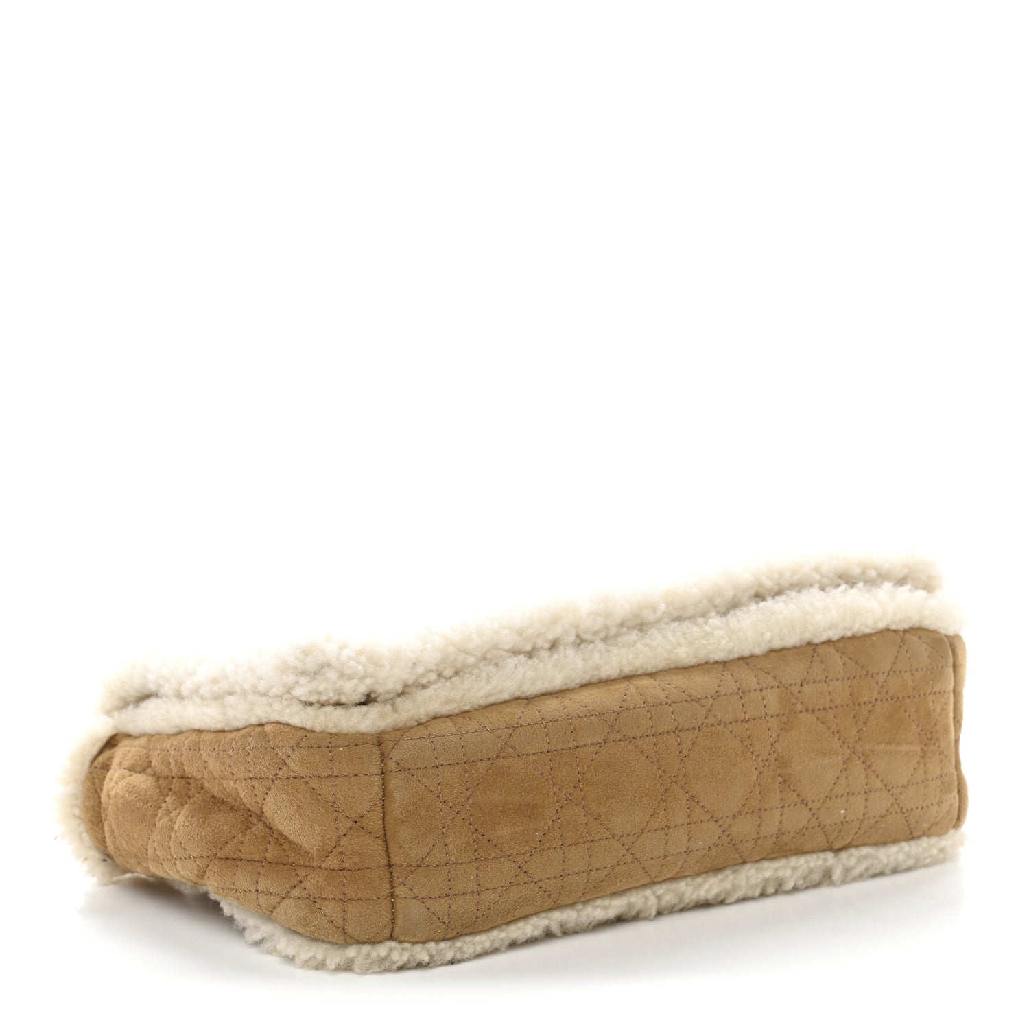 Christian Dior Shearling Cannage Large Caro Bag Camel