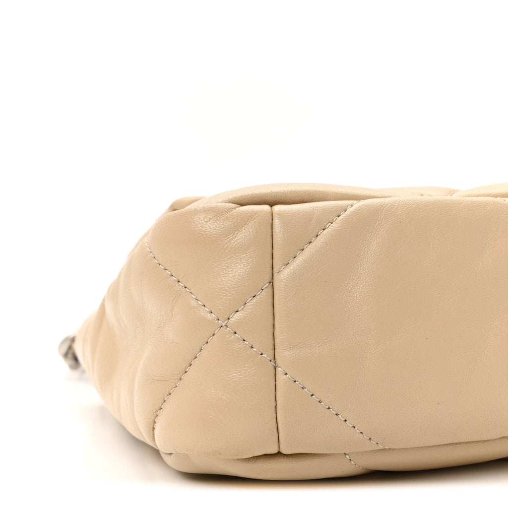 Chanel Lambskin Quilted Medium Chanel 19 Flap Beige