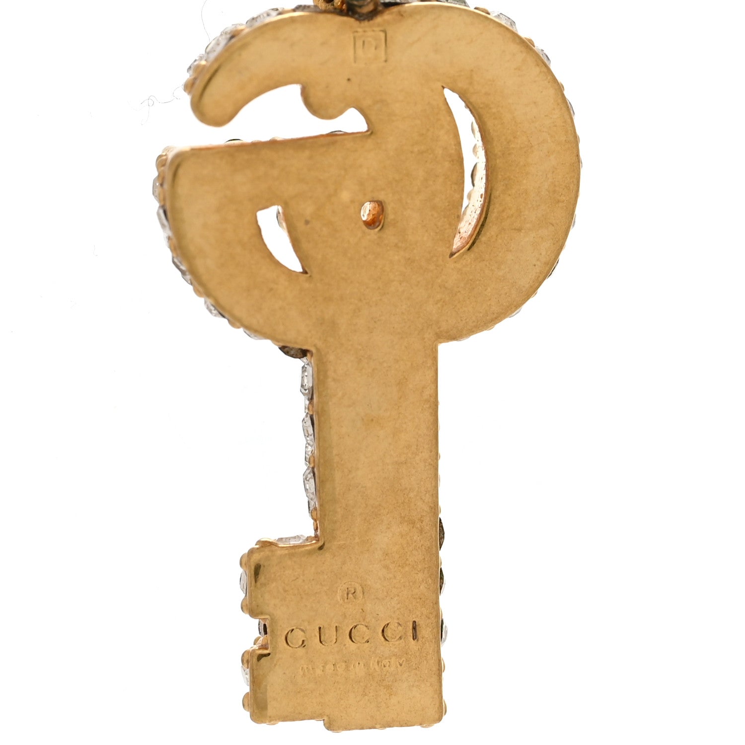 Gucci Crystal Key Pendant Necklace Gold