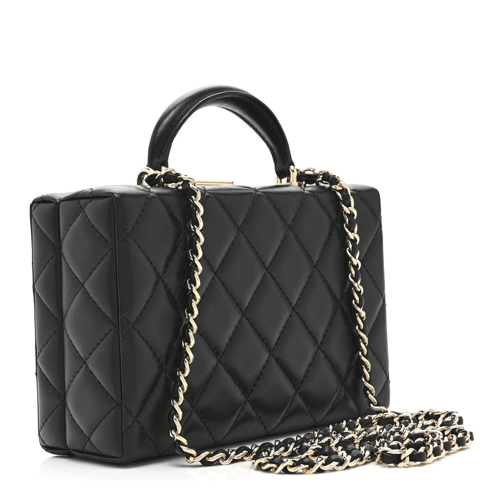 Chanel Lambskin Quilted Small CC Top Handle Box Bag Black