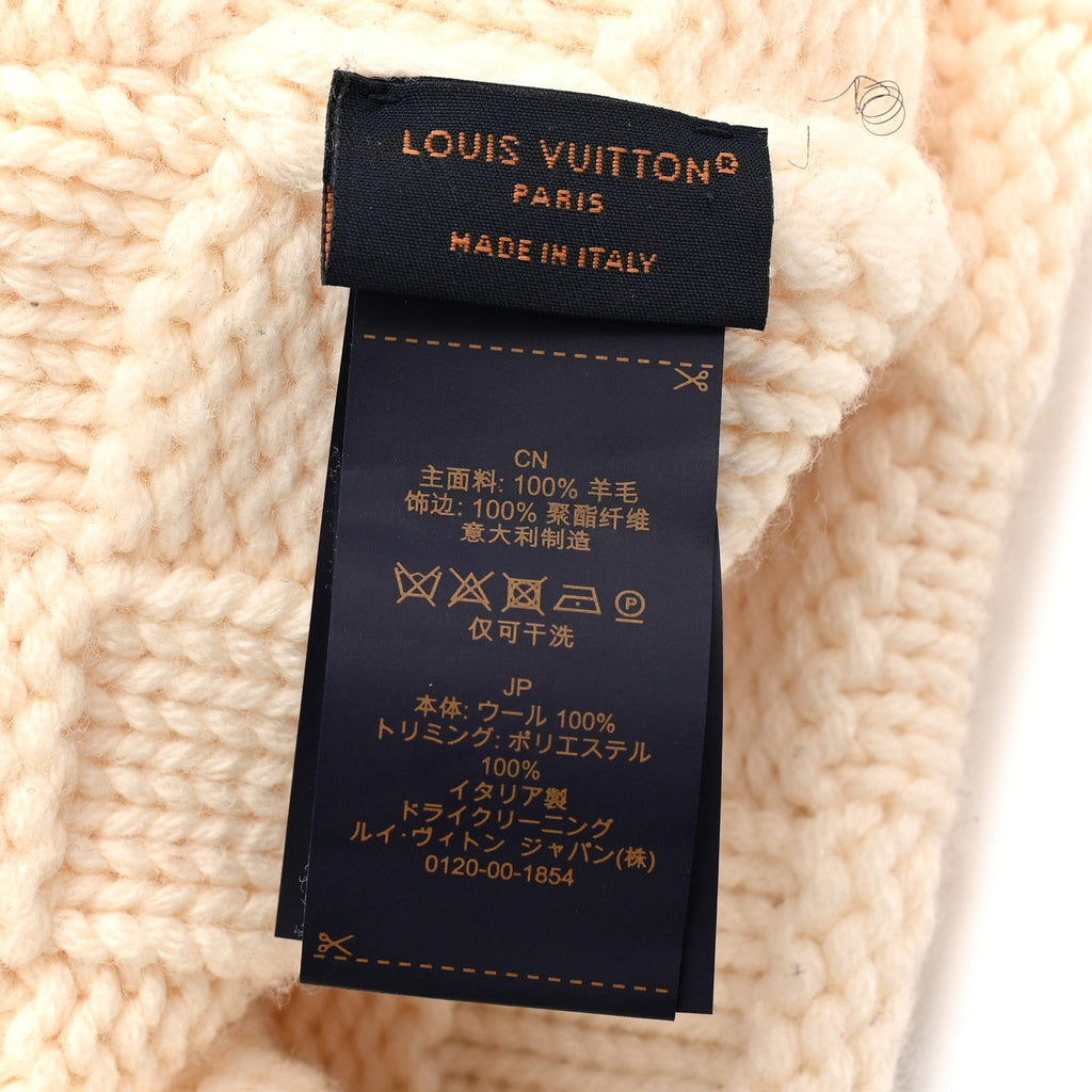 Louis Vuitton Wool Damier Snug Beanie Creme
