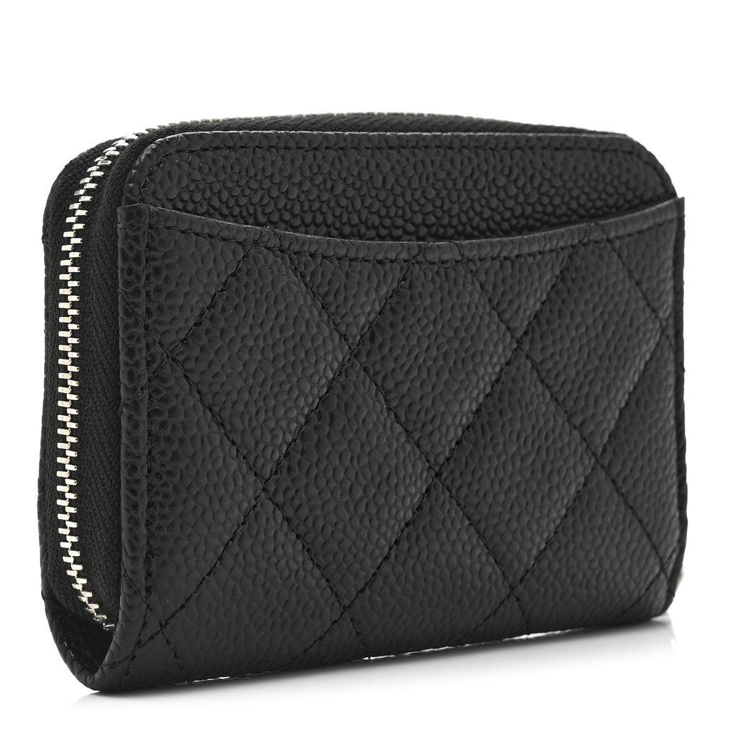 Caviar Quilted Zip Coin Purse Black