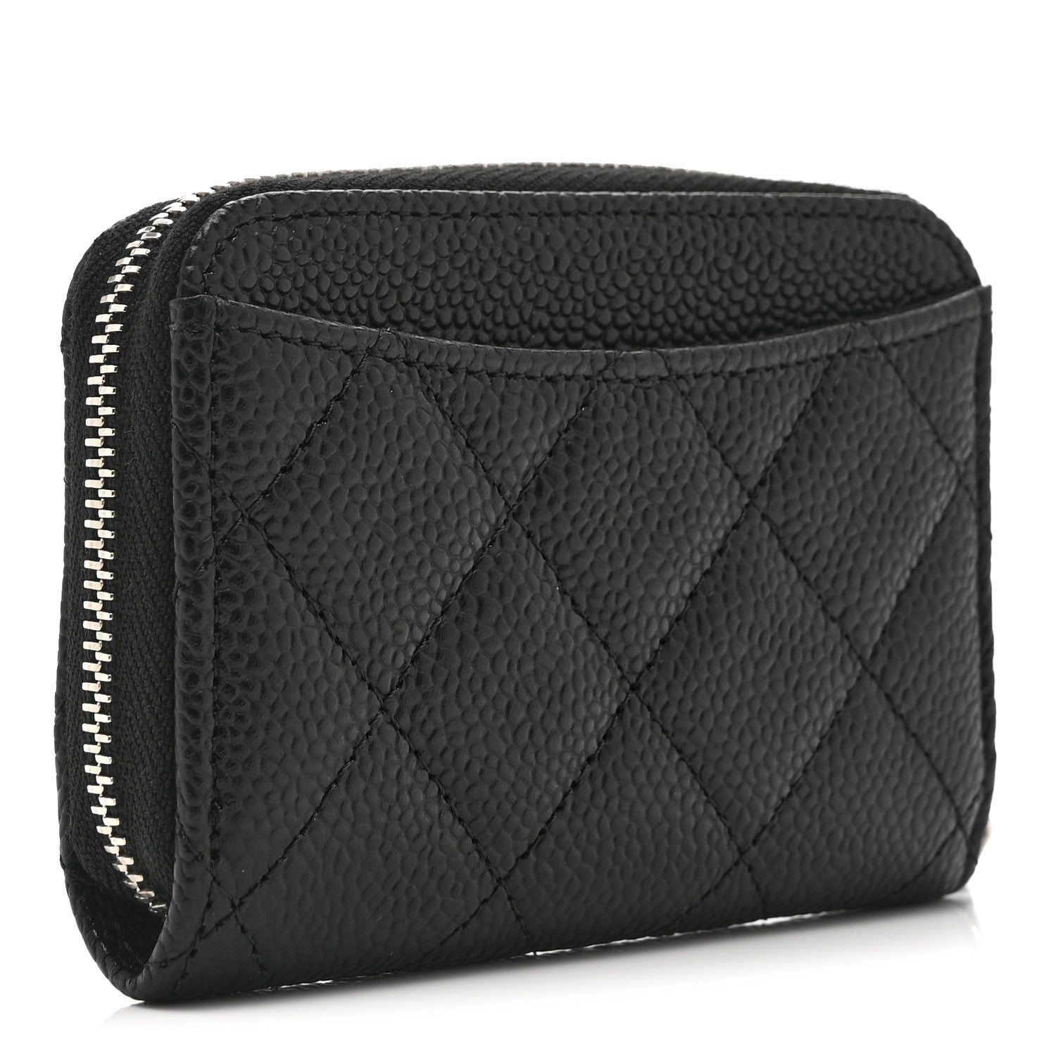 Caviar Quilted Zip Coin Purse Black