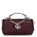 Gucci Lambskin Mini GG Milano Top Handle Shoulder Bag Rosso Ancora