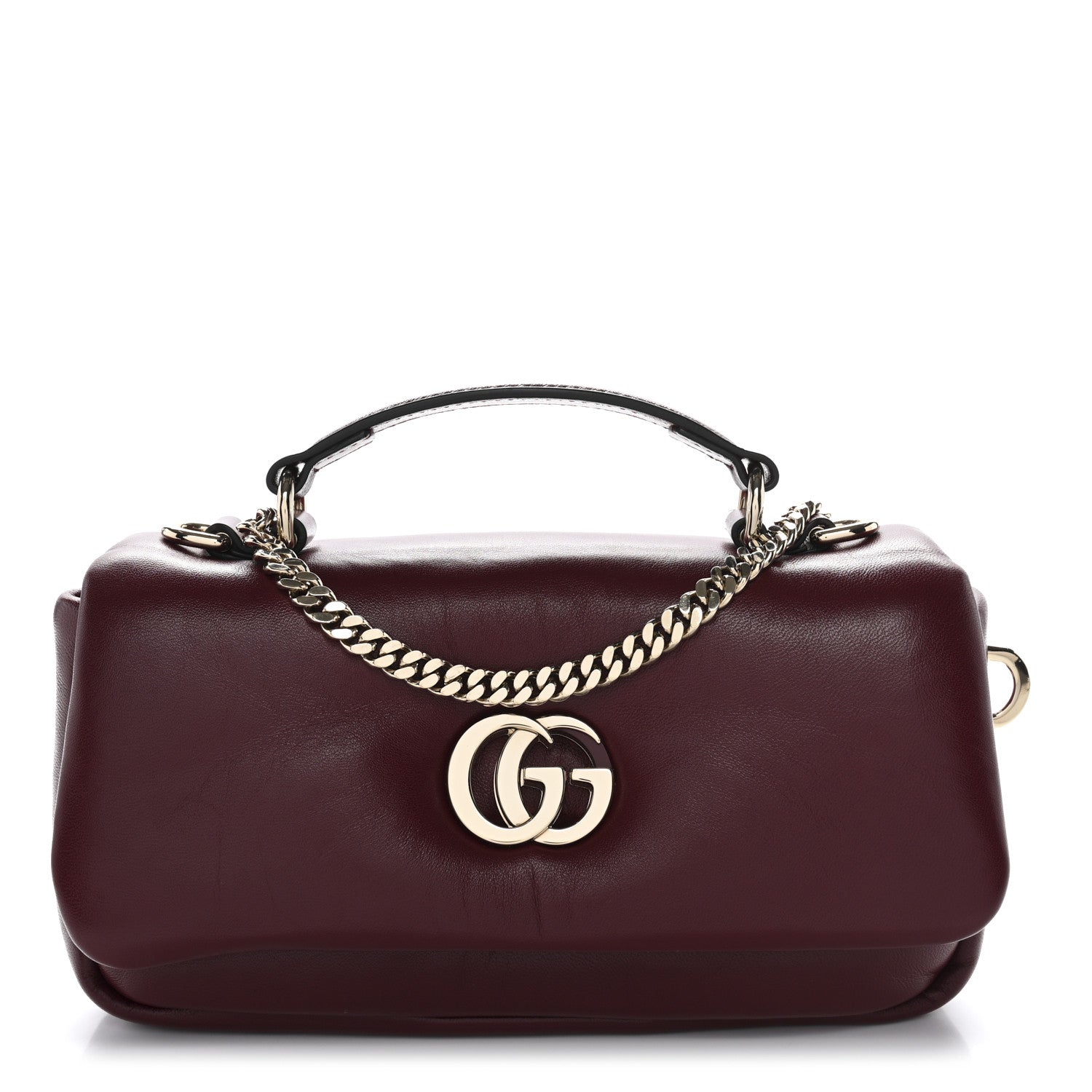 Gucci Lambskin Mini GG Milano Top Handle Shoulder Bag Rosso Ancora