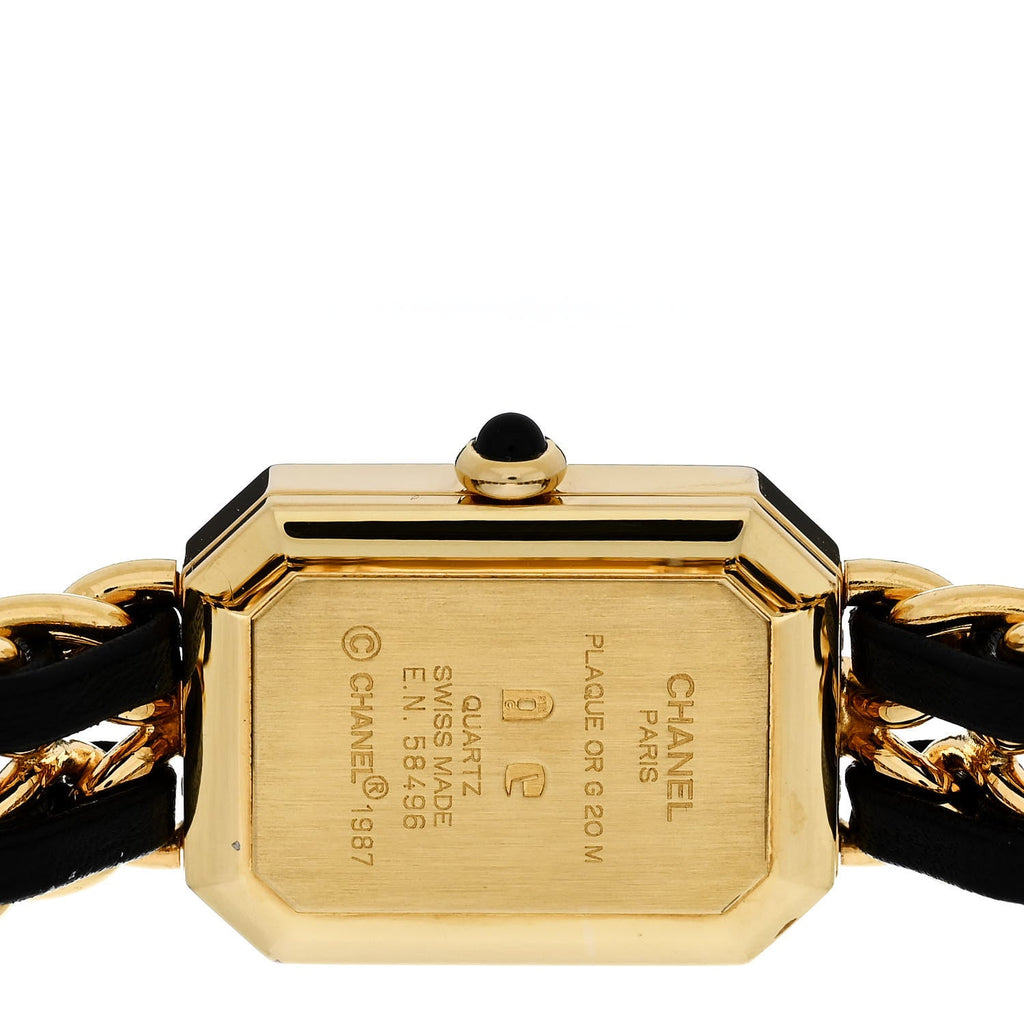 Chanel Stainless Steel Lambskin 20mm Chain Premiere Quartz Watch Gold M