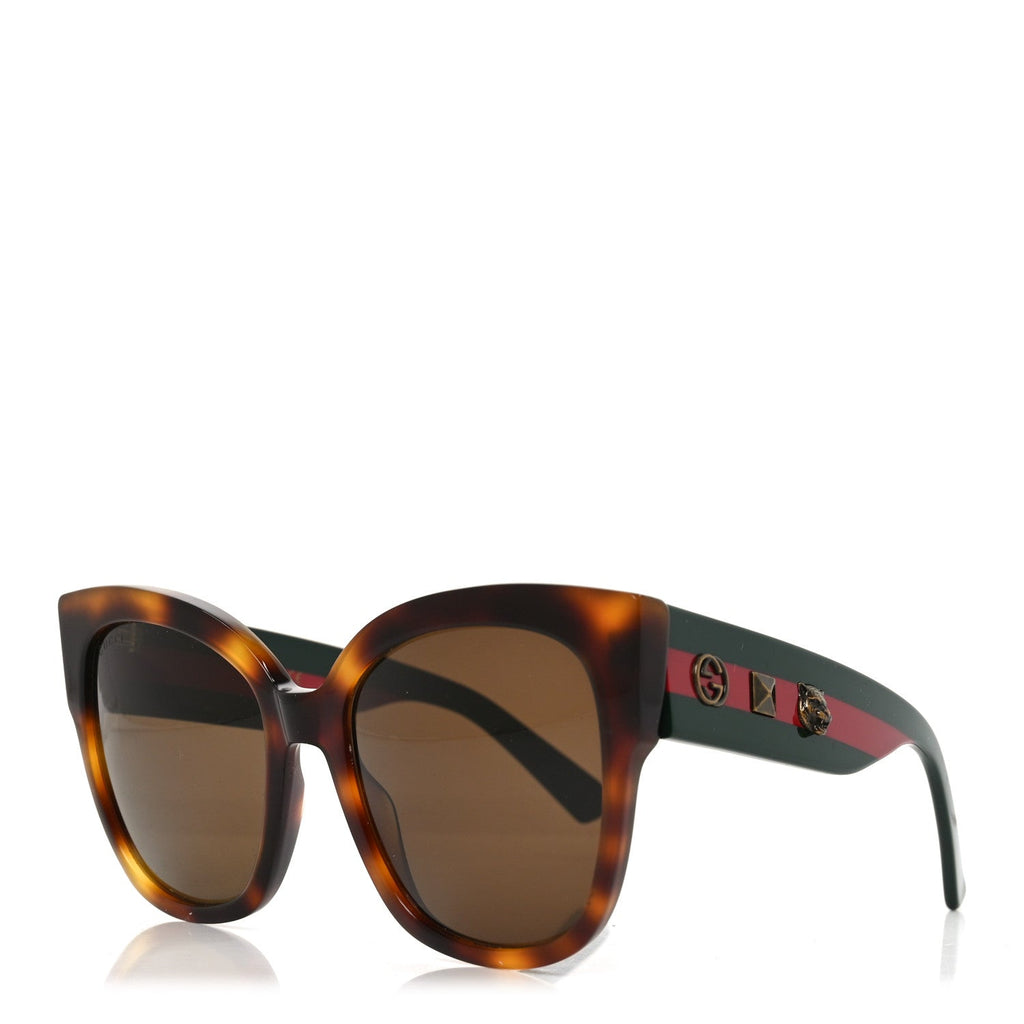 Gucci Acetate Square Frame Web Sunglasses GG0059S Tortoise