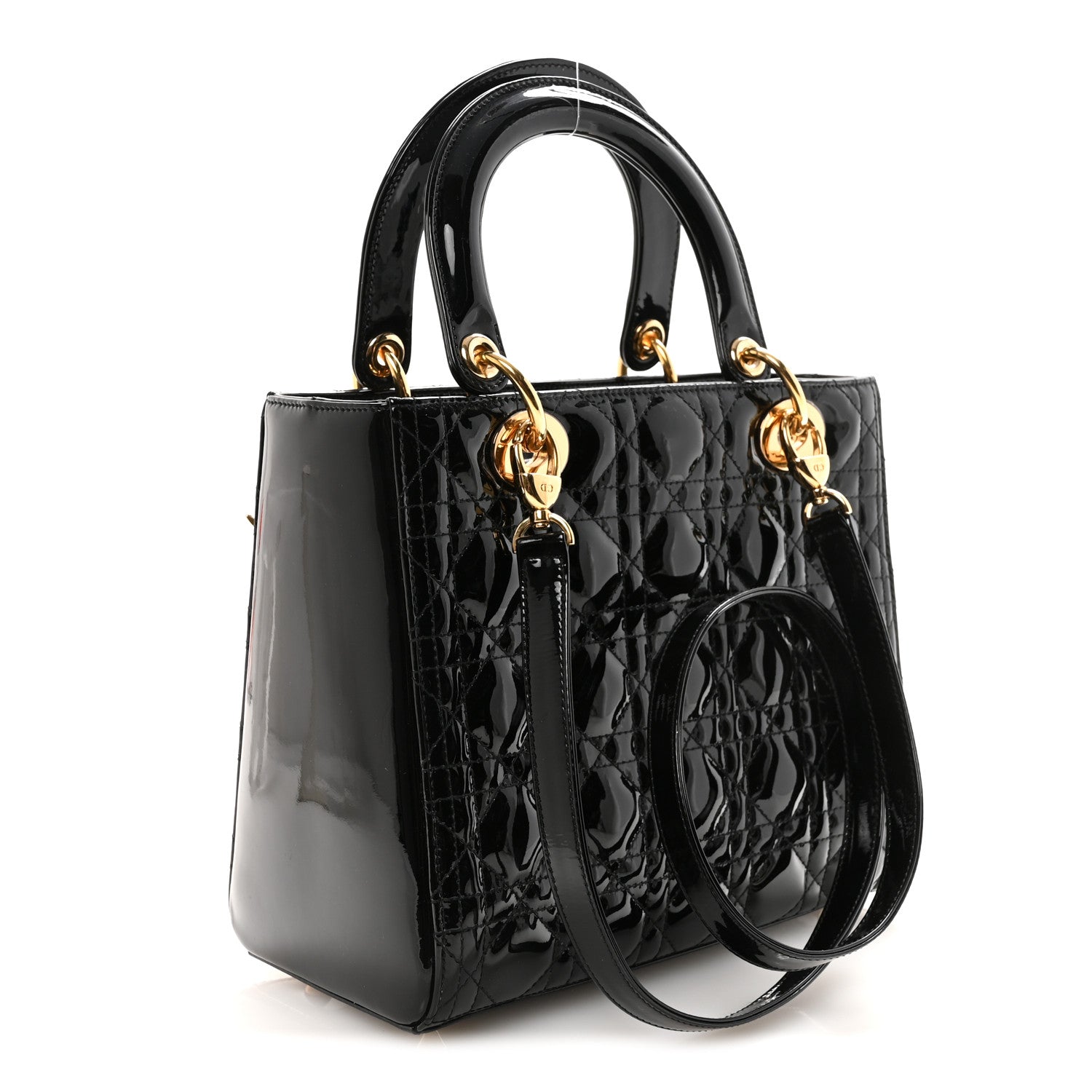 Christian Dior Patent Cannage Medium Lady Dior Black