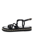 Lambskin Cord Chain CC Sandals 37 Black