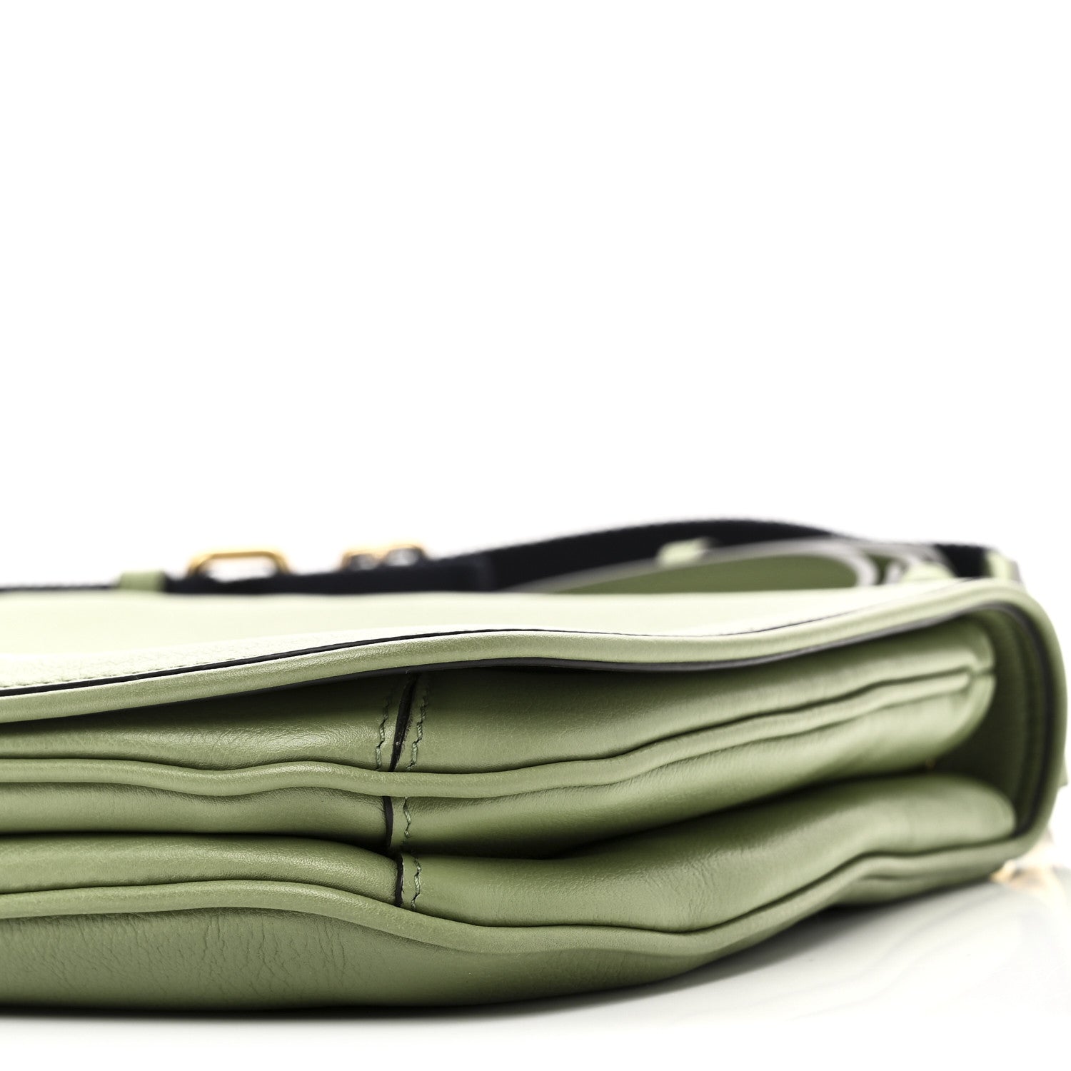 Gucci Roxy Calfskin Web Medium Blondie Top Handle Shoulder Flap Bag Salamander Green