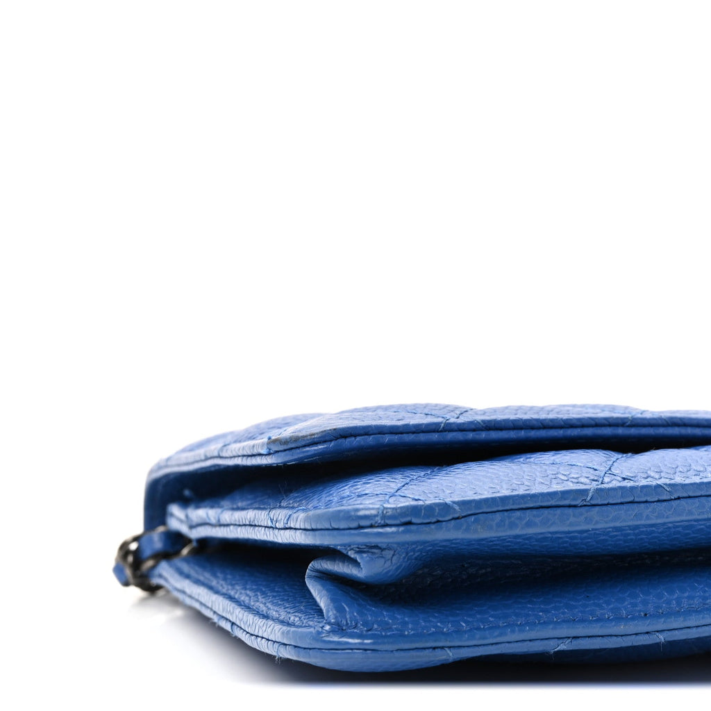 Chanel Caviar Quilted Wallet on Chain WOC Blue