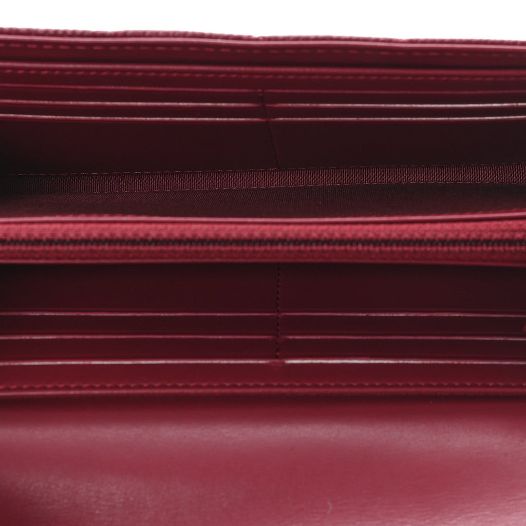 Caviar Quilted Large Filigree Gusset Flap Wallet Dark Pink