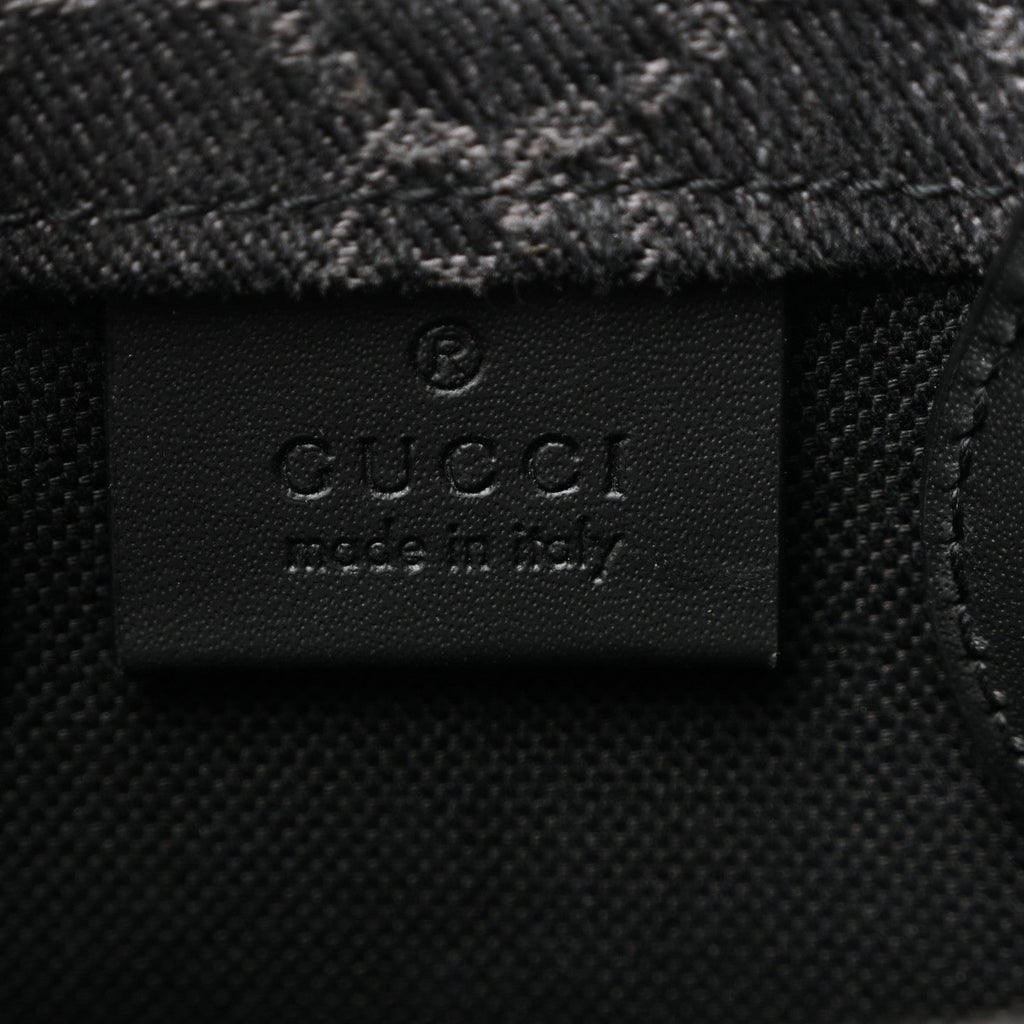 Gucci Denim Cuoio Harness GG Monogram Mini Ophidia Tote Bag Black Medium Grey