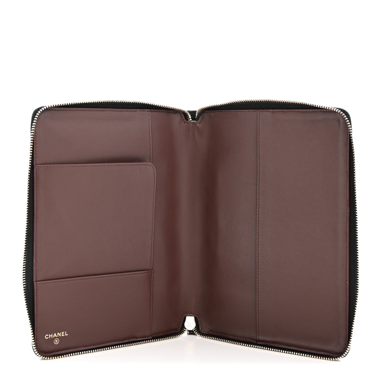 Caviar Quilted Zip Around Notebook Agenda Cover Black