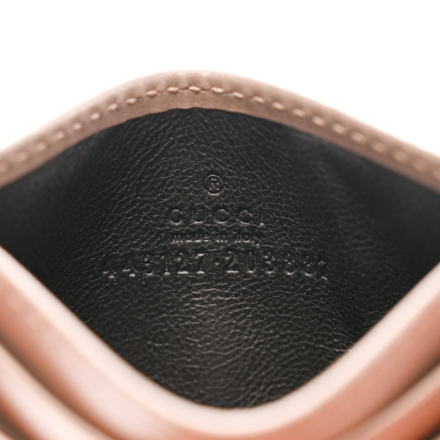 Gucci Calfskin Matelasse GG Marmont Card Holder Porcelain Rose