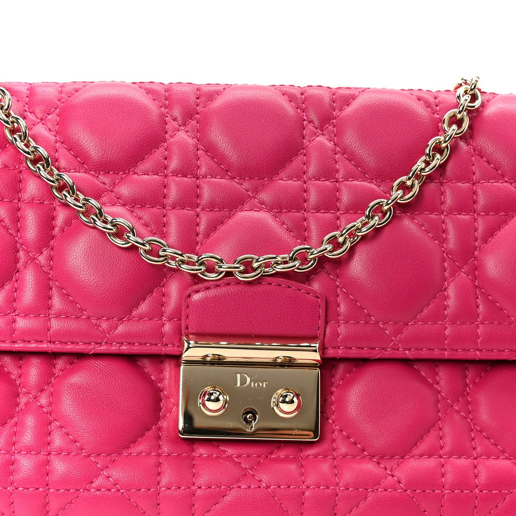 Christian Dior Lambskin Cannage Miss Dior Promenade Pouch Fuchsia