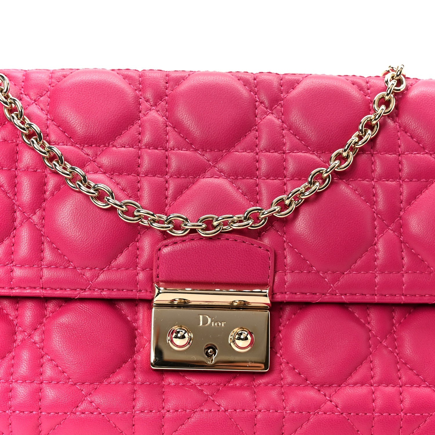 Christian Dior Lambskin Cannage Miss Dior Promenade Pouch Fuchsia