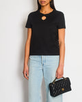 Chanel 20S Black T-Shirt with Cut-Out Front Detailing Size FR 34/36 (UK 6/8) RRP £1,450