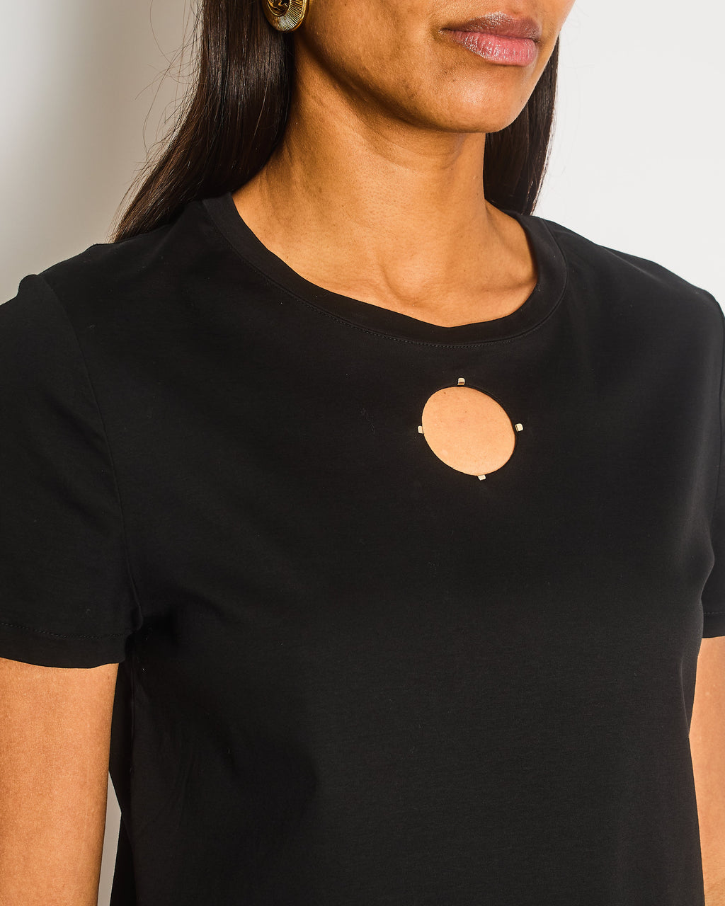 Chanel 20S Black T-Shirt with Cut-Out Front Detailing Size FR 34/36 (UK 6/8) RRP £1,450