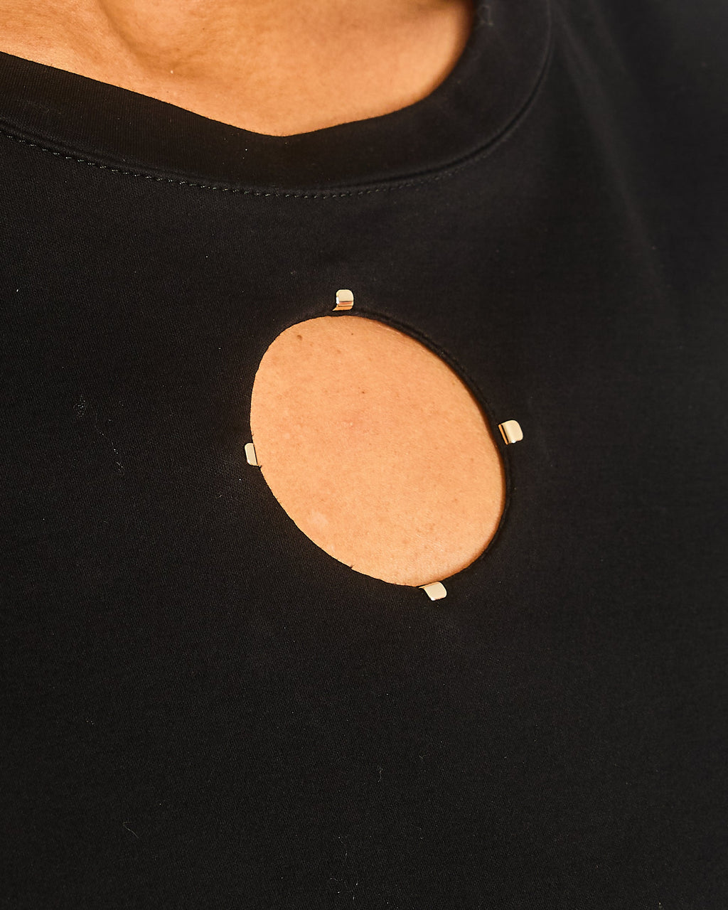 Chanel 20S Black T-Shirt with Cut-Out Front Detailing Size FR 34/36 (UK 6/8) RRP £1,450