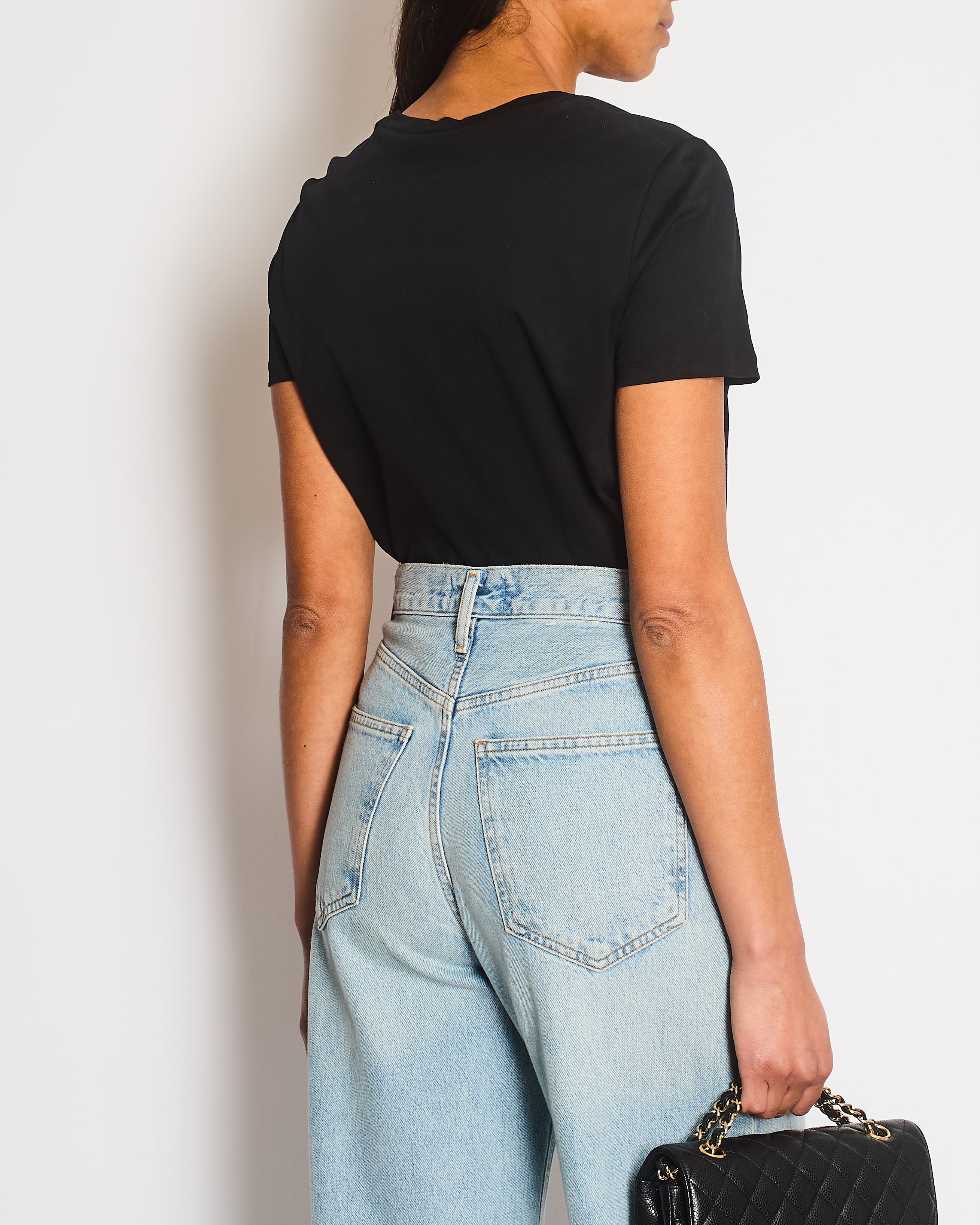 Chanel 20S Black T-Shirt with Cut-Out Front Detailing Size FR 34/36 (UK 6/8) RRP £1,450
