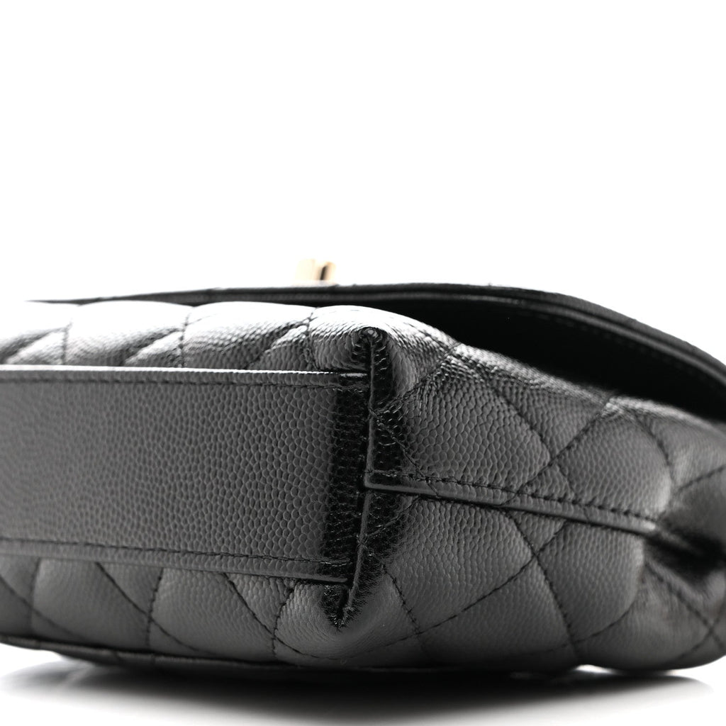 Chanel Caviar Quilted Coco Handle Clutch With Chain Black