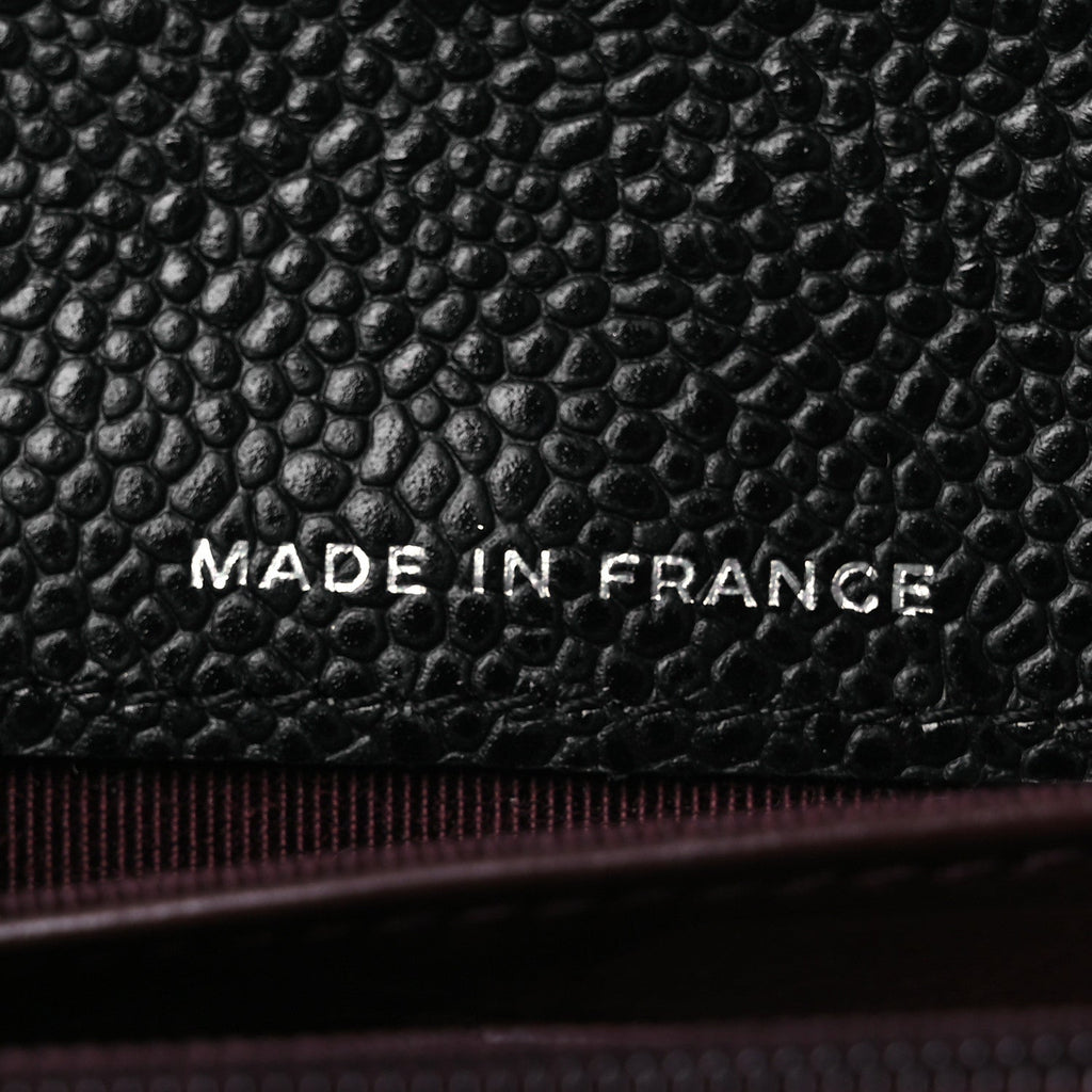 Caviar Quilted Large Gusset Flap Wallet Black
