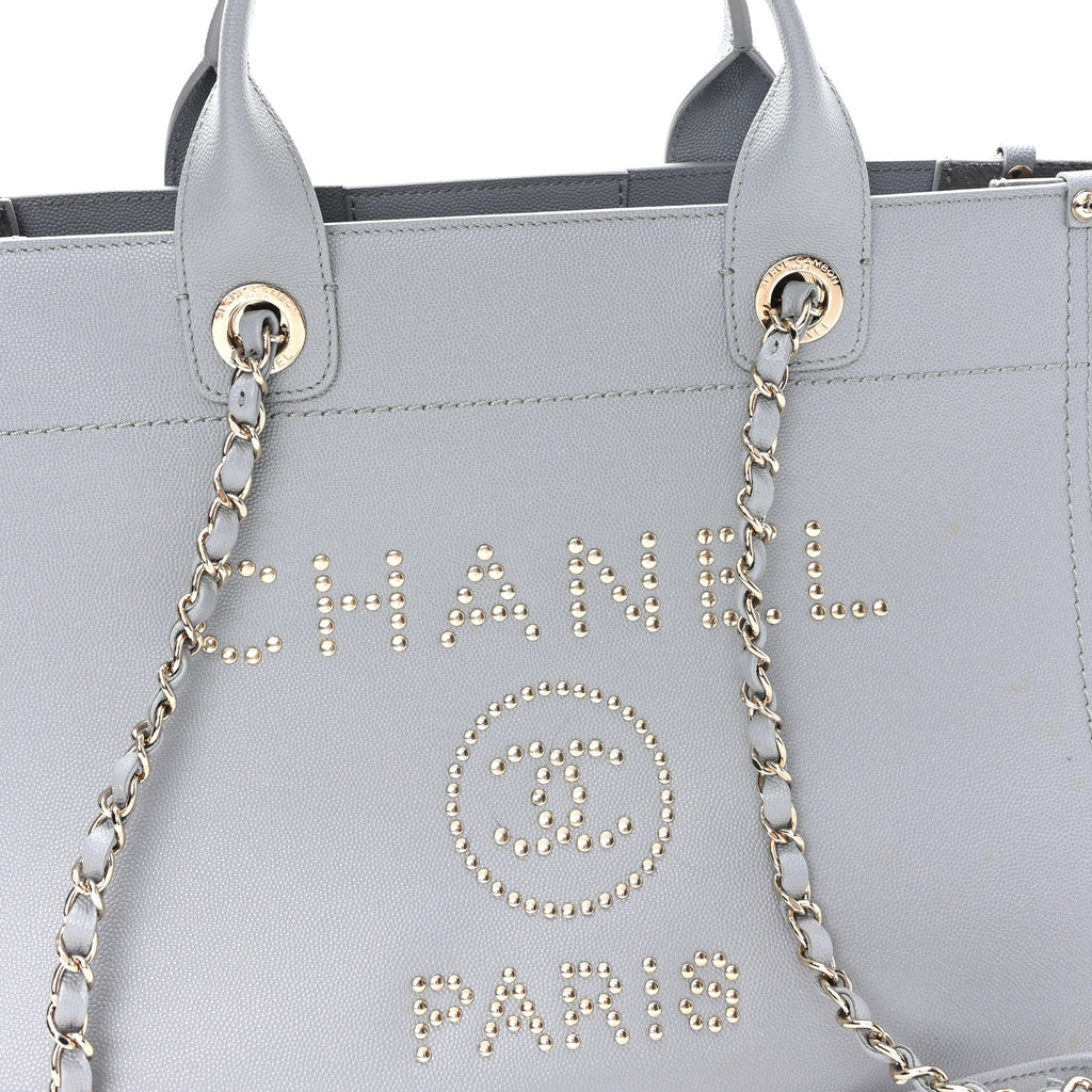 Chanel Caviar Studded Small Deauville Tote Grey