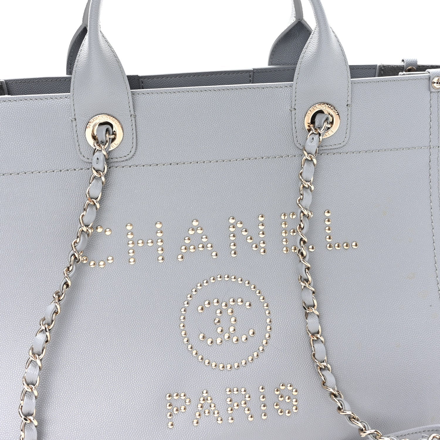 Chanel Caviar Studded Small Deauville Tote Grey
