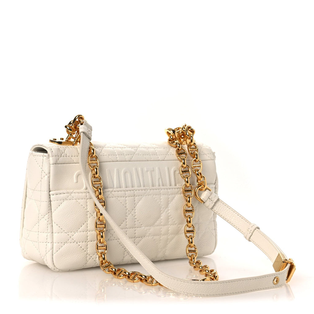 Christian Dior Lambskin Cannage Small Caro Bag Ivory