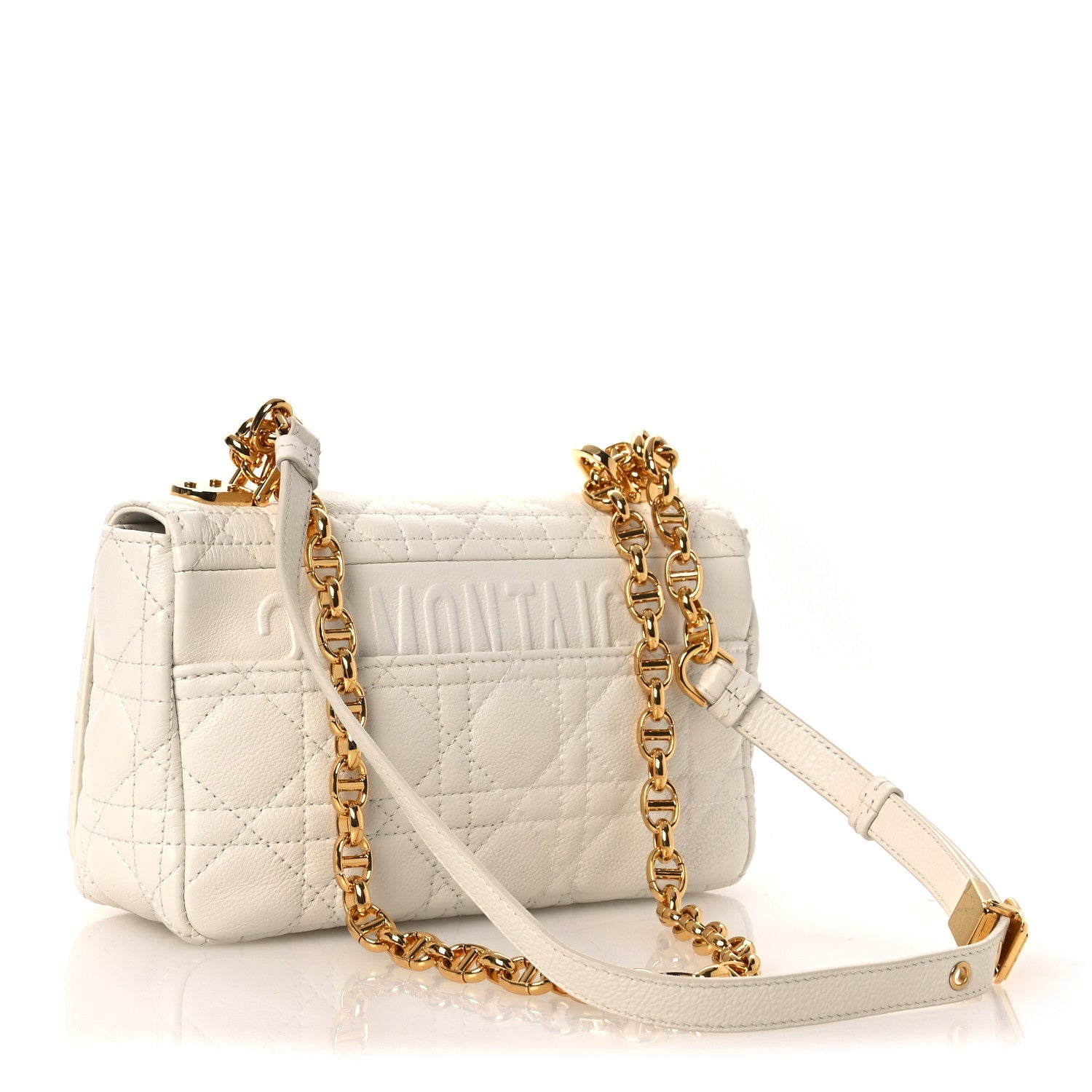 Christian Dior Lambskin Cannage Small Caro Bag Ivory