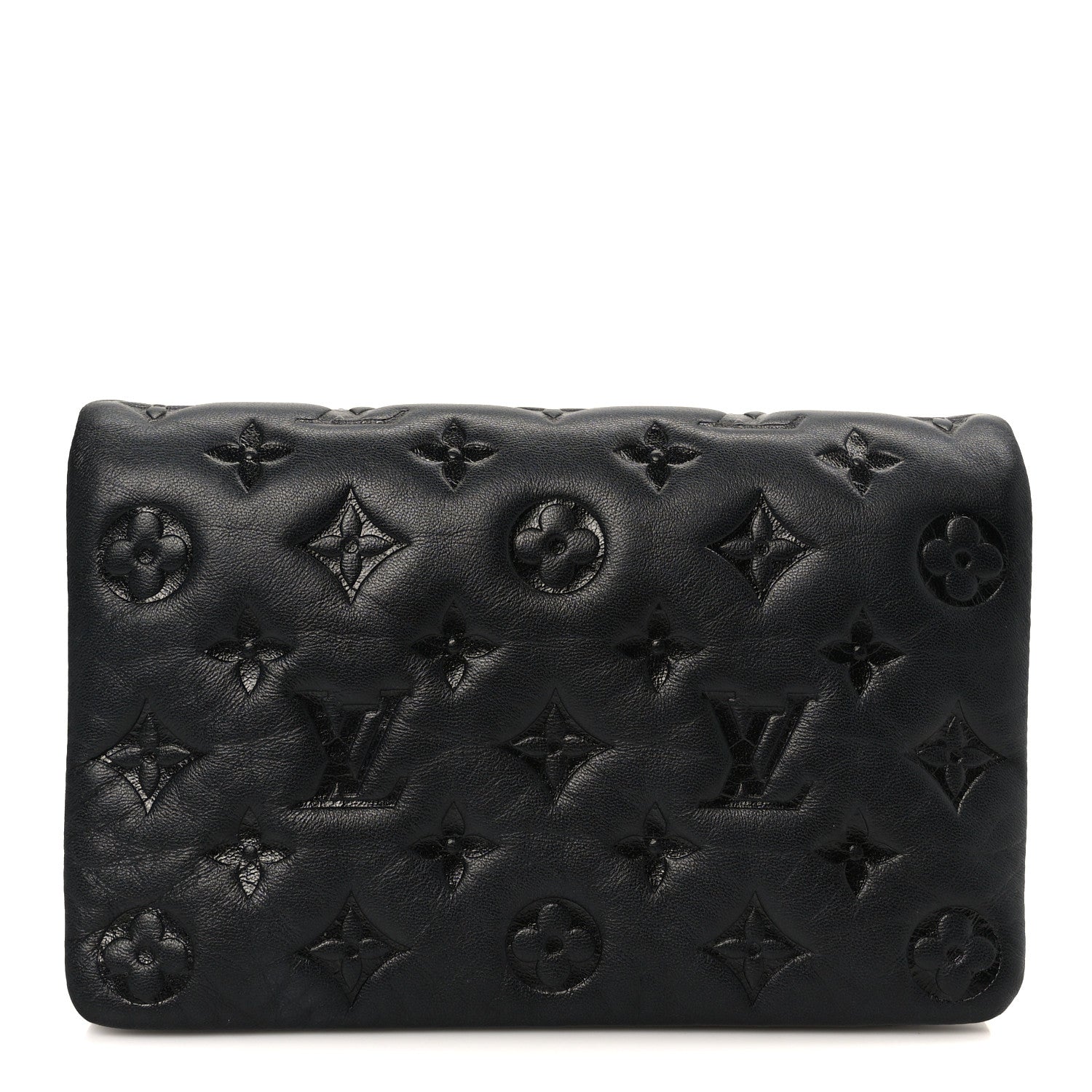 Louis Vuitton Lambskin Embossed Monogram Pochette Coussin Black
