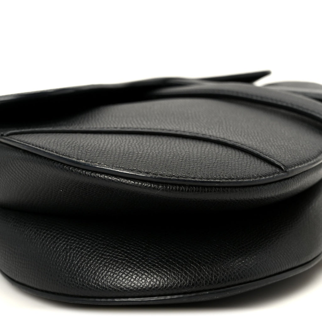 Christian Dior Grained Calfskin Saddle Bag Black