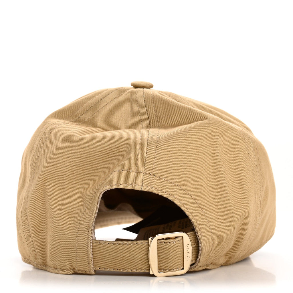 Gucci Cotton Logo Script Baseball Hat L Camel