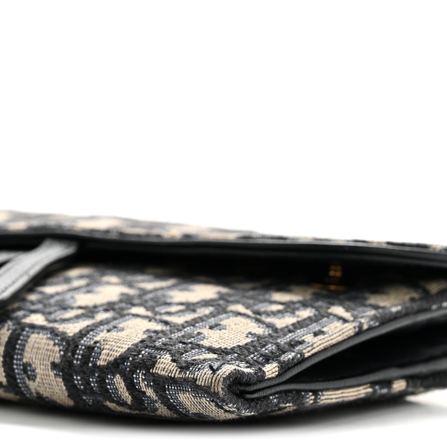 Christian Dior Oblique Saddle Chain Long Wallet Blue