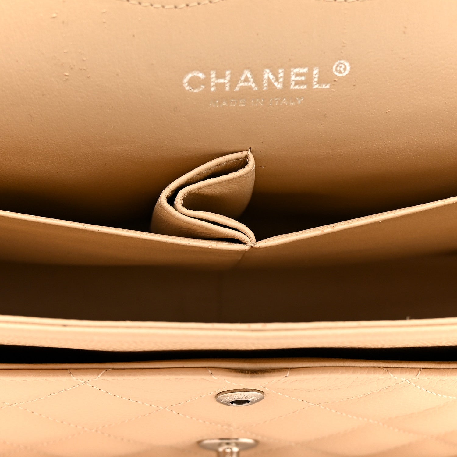 Chanel Caviar Quilted Jumbo Double Flap Light Beige